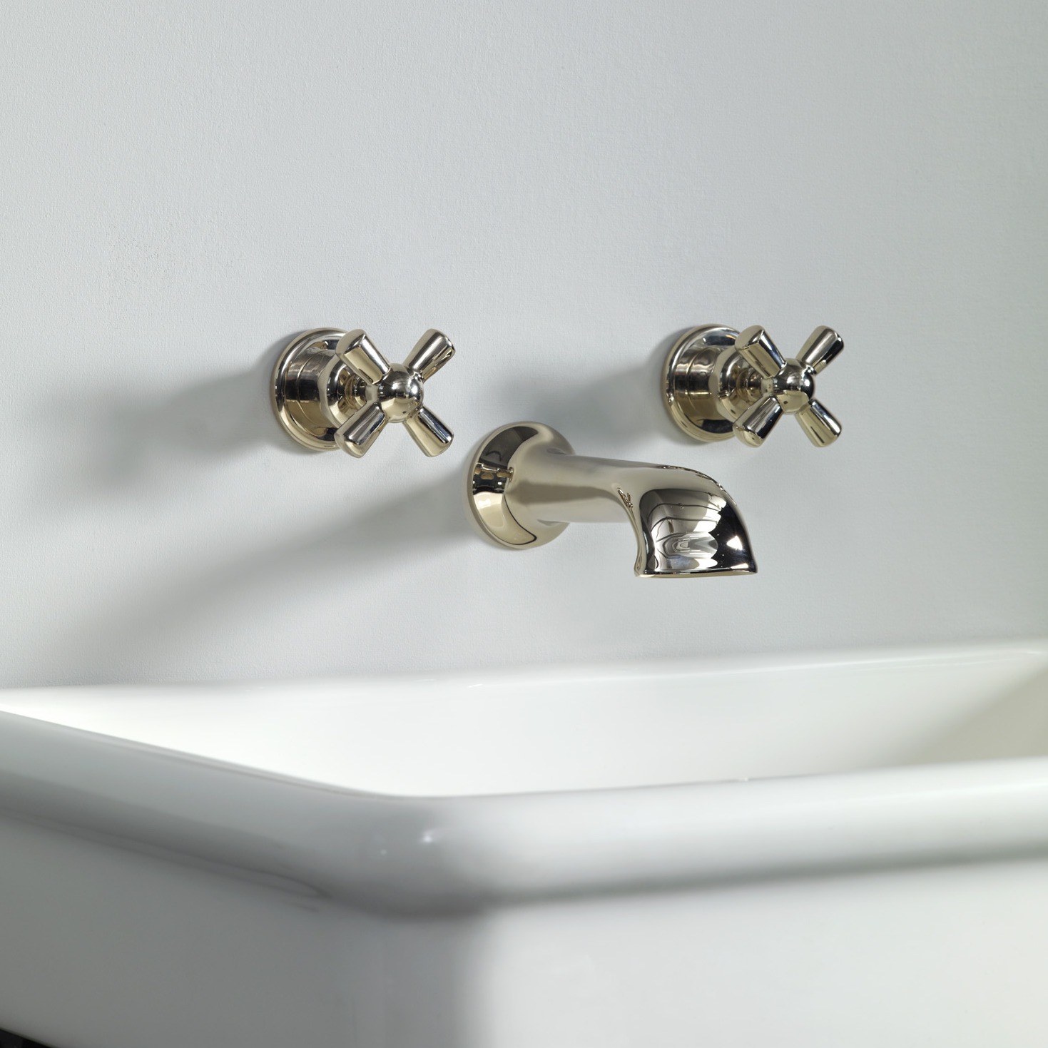 Rockwell wall mounted basin taps with cast spout